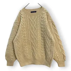 90s vintage フィッシャーマン アランニット セーター アイボリー フリーサイズ ケーブル編み ユニセックス