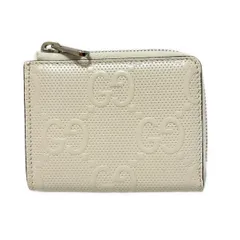 GUCCI(グッチ) コインケース GGエンボス ミニウォレット 657571 アイボリー L字ファスナー レザー