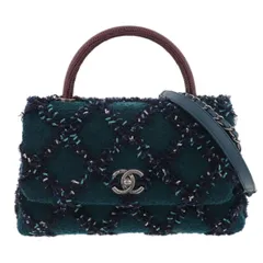 CHANEL シャネル ツイード マトラッセ 2WAY ハンドバッグ A92991 レディース ツイード/レザー グリーン/ブルー 【中古】