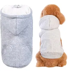 犬服 冬 アウター パーカー 裏起毛 ボア あったか 冬 防寒 厚手 即納 防風 コート 秋 冬 ジップパーカー ポケット付き カジュアル フード付き ボリューム スウェット グレー　Lサイズ あたっか 中型犬