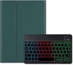 新品　キーボード カラフルバックライト付き キーボード 第7世代 マグネット分離式 第8世代 10.2インチ タッチペン収納可能 ケース 第9世代 (深緑) iPad
