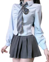 新品　レディース お揃い ファッション 無地 スクール 卒業式スーツ （シャツ+ネクタイ+スカート） 4点セット 高校制服 ハロウィン JK制服 セーラー服 学生服 コスプレ 制服 女子高生 [QOOLY]