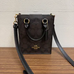 ◎【保管品】COACH コーチ ハンドバッグ 2wayショルダーバッグ ノース サウス ミニトート CJ494 シグネチャー ブラウン系