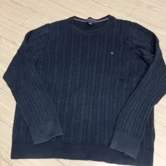 アメリカ製 トミーヒルフィガー ネイビー ケーブル編みニット(100)