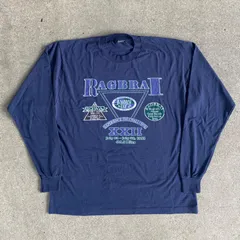 90's USA製 SCREEN STAR プリントロンT  古着　RAGBRAI　自転車　ツーリング　ネイビー　紺