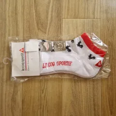 日本製 le coq sportif ルコックスポルティフ ゴルフ 靴下 白/レッド