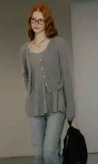 NOUNベター グレー ノースリーブ カーディガン セット