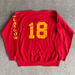 90's USA製  Hanes numbering sweat. 古着　ナンバリングスウェット　トレーナー　Glasgow サッカー　グラスゴー　レッド　赤