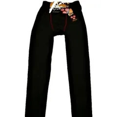 メンズファッション インナーウェア 裏起毛ストレッチ 前開きロングタイツ サービス品 M ブラック