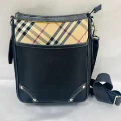 A【ノバチェック】Burberry バーバリー ショルダーバッグ キャンバス製 ブラック