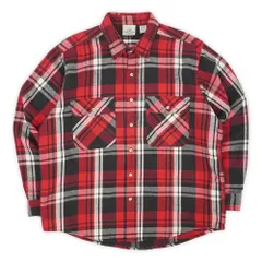 ヴァンヒューセン VAN HEUSEN 90s 90年代 ヘビーネルシャツ 定番 長袖 旧タグ ワーク 417 USA ヴィンテージ アメリカ 古着 メンズ シャツ レッド系 チェック柄 XL【中古】