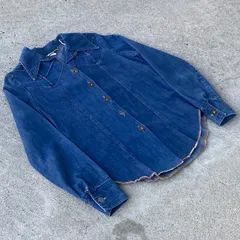 70's オープンカラーデニムシャツ　長袖　vintage USA古着　メンズ　レディース
