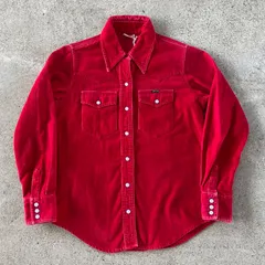 【70's】Wrangler コーデュロイウエスタンシャツ　古着　ラングラー　レッド　S vintage USA