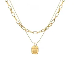 [Moonstan] ネックレス レディース メンズ 人気 チェーンネックレス 金属アレルギー対応 2連 サージカルステンレス 2本セット ゴールド シルバー 3way (ゴールド) 1