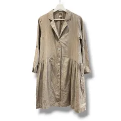 ina イナ リネン前開きワンピース 麻100% 日本製 サンドベージュ系  FREE レディース 春 ゴーゴー古着久喜倉庫店 草2382