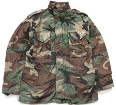 80s 米軍 U.S.ARMY ウッドランドカモ M-65 フィールドジャケット M-R★ALPHAアルファ ビンテージ オールド ミリタリー 階級章