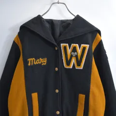 50〜60s USA製 RIPON リポン セーラーカラー リバーシブル アワードジャケット シニールワッペン スタジャン ブラック マスタード ヴィンテージ ビンテージ アメリカ古着 レディースL相当