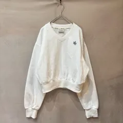 Beidelli 裏起毛 パステル Vネック クロップド スウェット ホワイト 韓国ファッション レディース ベイデイリー USED
