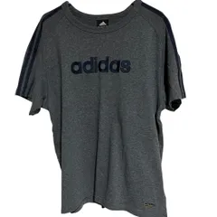 Z1584adidas アディダス Tシャツ 半袖 シャツ ダーク グレー 立体 ロゴ カジュアル メンズ O