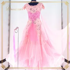 社交ダンス 衣装 スタンダード ドレス スタンダードドレス ワンピース デモ フロート レース 競技 ダンス パーティ 発表会 チュール ピンク系 明るい ピンク チュールドレス スカート2枚 重ねデザイン 競技用 フェミニン スタイル 演出用 ダンスイベント
