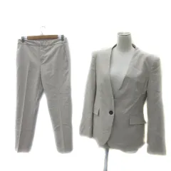ザラ ZARA スーツ セットアップ 上下 ノーカラージャケット ミドル丈 スラックスパンツ ロング丈 無地 上40 下38 ライトベージュ /YS11