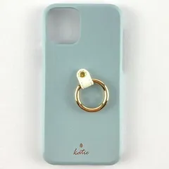 新品 iPhone11Pro リング付 PUレザー シェルケース「SHELL RING Katie」 ブルー B310