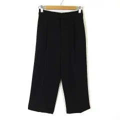 ユニクロ UNIQLO ドレープ ワイド クロップド パンツ タック センタープレス ストレッチ S 黒 ブラック 美品