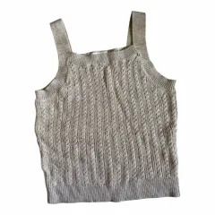 ケーブルニット紐ノースリーブTシャツ