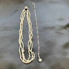 A【ネックレス2点】淡水パール 真珠 ジルコニア シルバーカラー