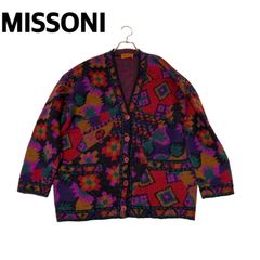 MISSONIロングカーディガン ニット 総柄 イタリア製 ピンク 長袖 40