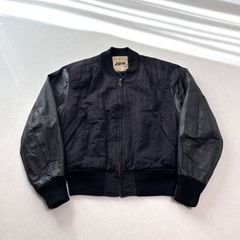 jun men leather bomber jacket black M ジュンメン レザー ナイロン