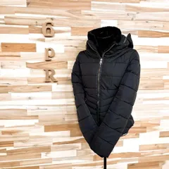 希少【ザラ】キルティング 中綿 ジャケット フード収納可能 XS 黒ブラック 長袖 ジップアップ ファー 防寒 ハイネック