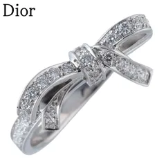 ディオール ボウ ダイヤ リング リボン #53 750WG 新品仕上げ済 Christian Dior【23512】