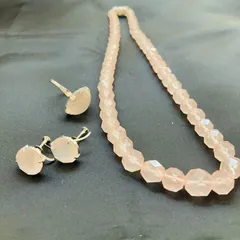 A【まとめ売り】ローズクォーツ 天然石 カラーストーン ネックレス イヤリング 指輪 SILVER刻印あり アクセサリー 小物