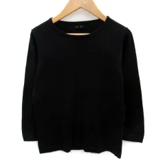 コムサイズム COMME CA ISM ニット カットソー 七分袖 ラウンドネック M 黒 ブラック /SM32