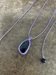 シルバーオブシディアン　マクラメ　ネックレス　ペンダント