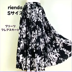 rienda リエンダ S プリーツフレアスカート✨モノトーン花柄ロングスカート