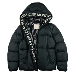美品★MONCLER・モンクレール・MONTCLA メンズ ブランドロゴ刺繍グログランテープ ブランドアイコンワッペン フード付 ナイロン ダブルジップ ダウンジャケット(1)メンズダウンジャケット 秋冬物 カジュアル ブランド ブルゾン ブラック