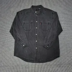 90s リーバイス 正規品 ブラックデニム 長袖シャツ (L)