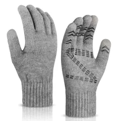 【新着商品】伸縮性 【毛糸・暖かい・おしゃれ・裏起毛・滑り止め・弾性手首・快適フィット】保温 冬 スマホ対応 防寒 軽量 グローブ ランニング メンズ ニット手袋 OZERO