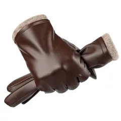 【在庫セール】メンズ 手袋 スマホ対応 裏起毛（ウール） [OZERO] 革（PUレザー） 紳士 冬用 ブラック/ブラウン S M L サイズ