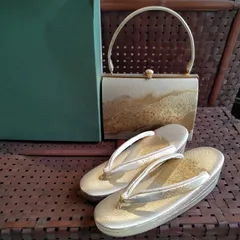 佐賀錦 草履 バッグ セット 【美品】 L寸 金銀糸 和装 成人式 振り袖 伝統工芸 文化 S307