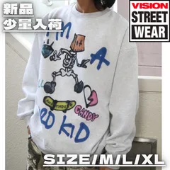 【新作】【VISIONSTREETWEAR✖guernika・Skaterトレーナー（グレー）】ストリートファッション スケーター HIPHOP ラッパー ビジョン ゲルニカ 裏起毛 メンズライク ユニセックス 冬 新品未使用 少量入荷 5905023のサムネイル