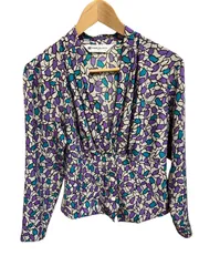 RE327 PIERRE BALMAIN ピエールバルマン　総柄　長袖シャツ　ブラウス　グレー×パープル　レディース　サイズ不明