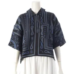 エルメス 25AW シルク Candy Libris Bandana キャンディ リブリス 半袖シャツ トップス 5H0636DJ ネイビー ブラック 36【中古】のサムネイル