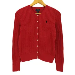 ポロラルフローレン POLO RALPH LAUREN 現行タグ ポニー刺繍 コットン クルーネック ケーブルニット カーディガン レディース import：L 
