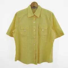 レリアン 半袖シャツ ストレッチ 大きいサイズ ブランド トップス 日本製 レディース 13+サイズ イエロー Leilian 【中古】
