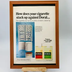 ビンテージ 広告　ポスター 　『 ドラール（doral）　煙草 』 1960's　※当時物　アメリカ 輸入雑貨　ヴィンテージ　フレーム付　　アドバタイジング レトロ　 .( AZ1086 )