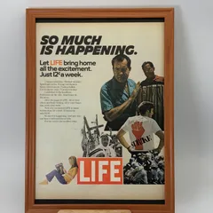 ビンテージ 広告　ポスター 　『 LIFE　フレーム付　記事 』 1960's　※当時物　アメリカ 輸入雑貨　ヴィンテージ　フレーム付　　アドバタイジング レトロ　 .( AZ1191 )