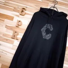 レア/廃番【クロノス】クラック ブラックＣロゴ パーカー フード トレーニング黒×白ホワイト 綿コットン モノトーン 長袖